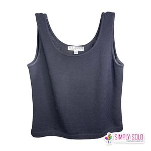 St. John Basics Women's Tank Top Sleeveless Black Knit Cotton Scoop Neck Sz S